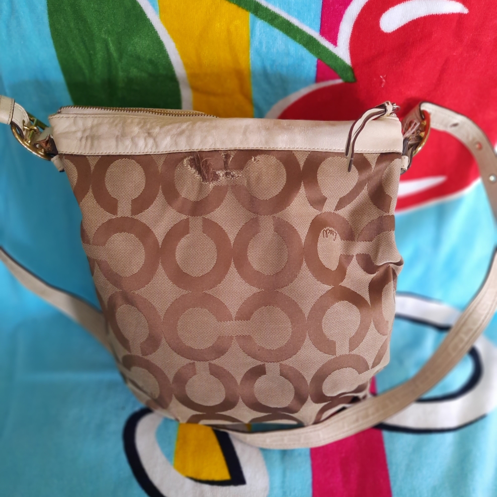 Coach Tan and Cream Crossbody Bag